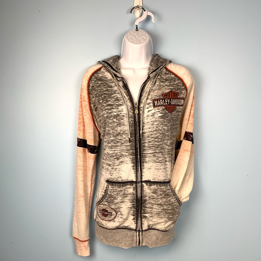 Harley Davidson Logo Hooded Burnout Jacket Size 1X